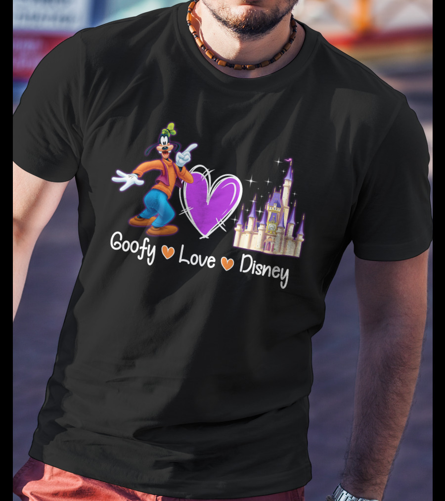 Goofy Love Disney Heart Castle T-Shirt