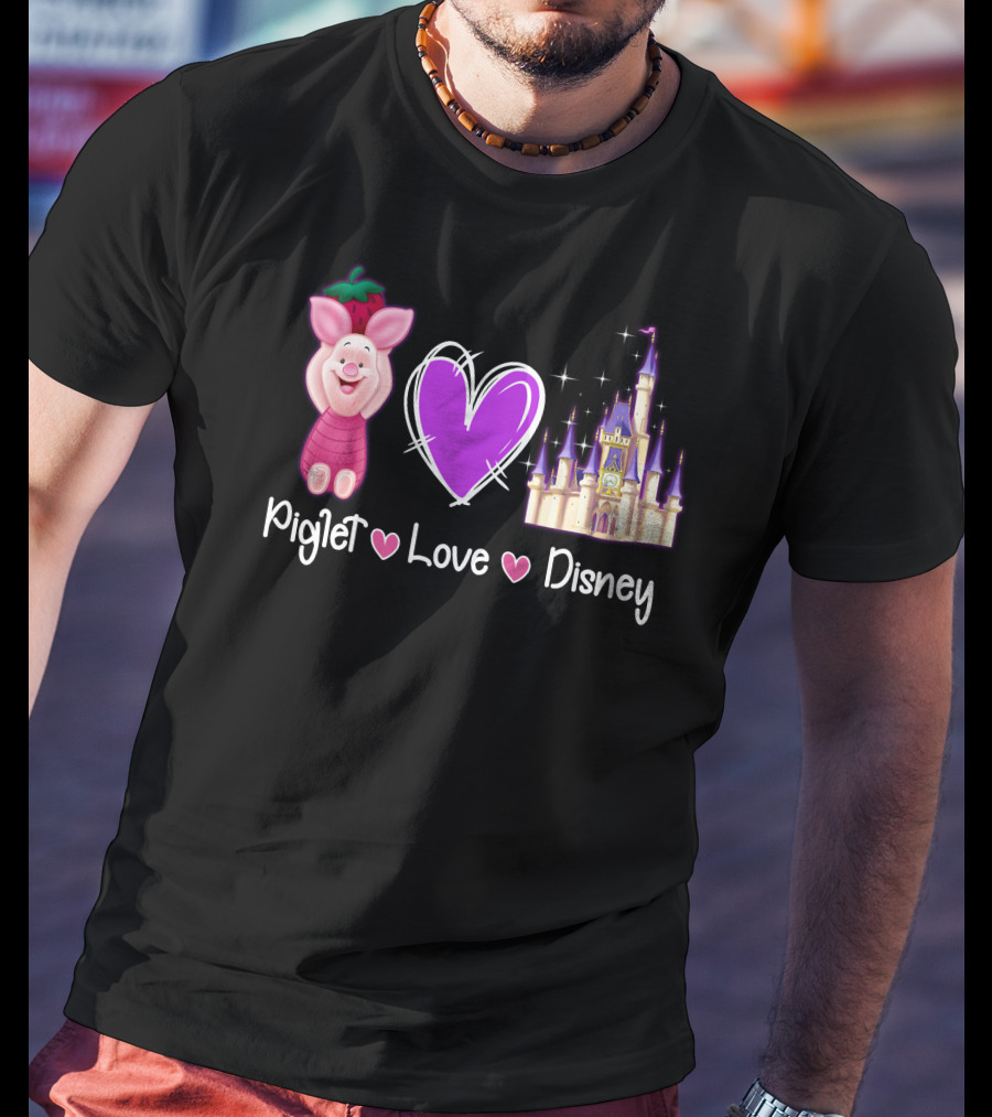 Piglet Love Disney Castle Magic Heart T-Shirt