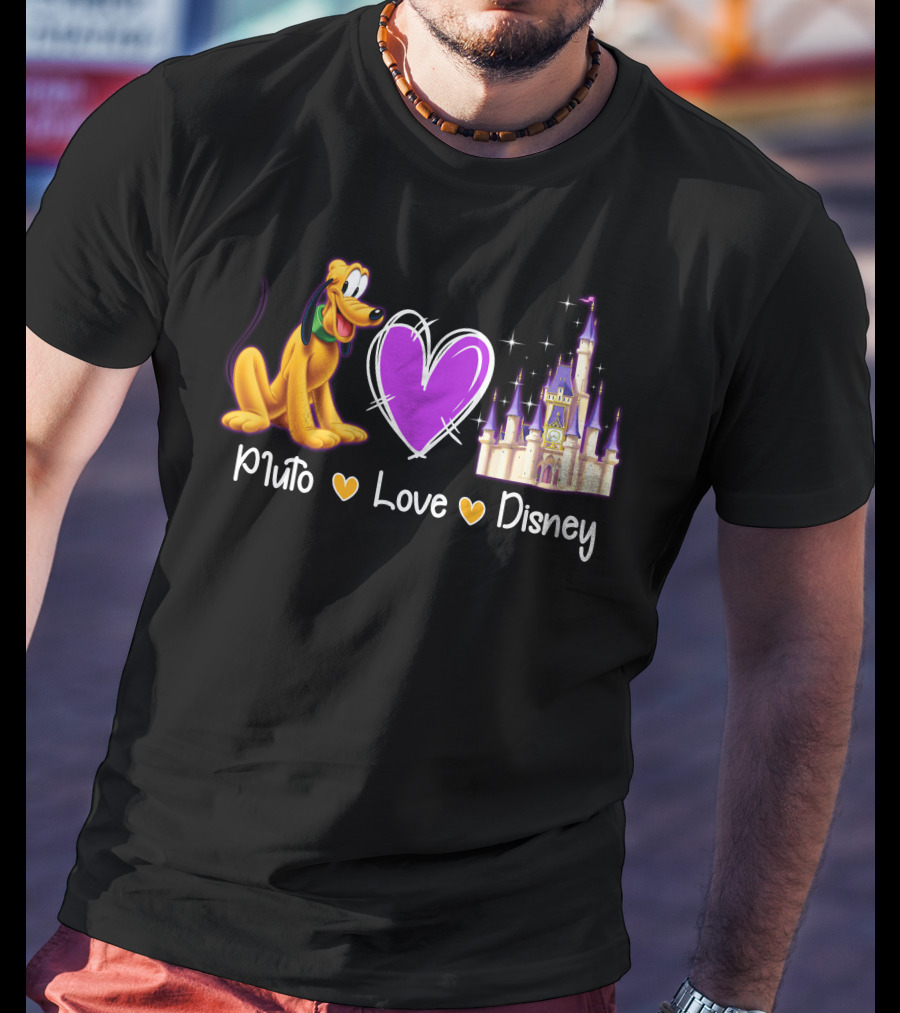 Pluto Love Disney Heart Castle T-Shirt