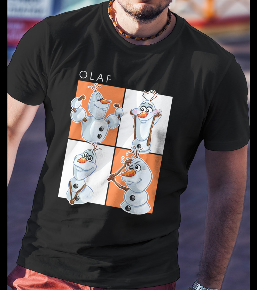 Olaf Snowman Character Expression Panels T-Shirt