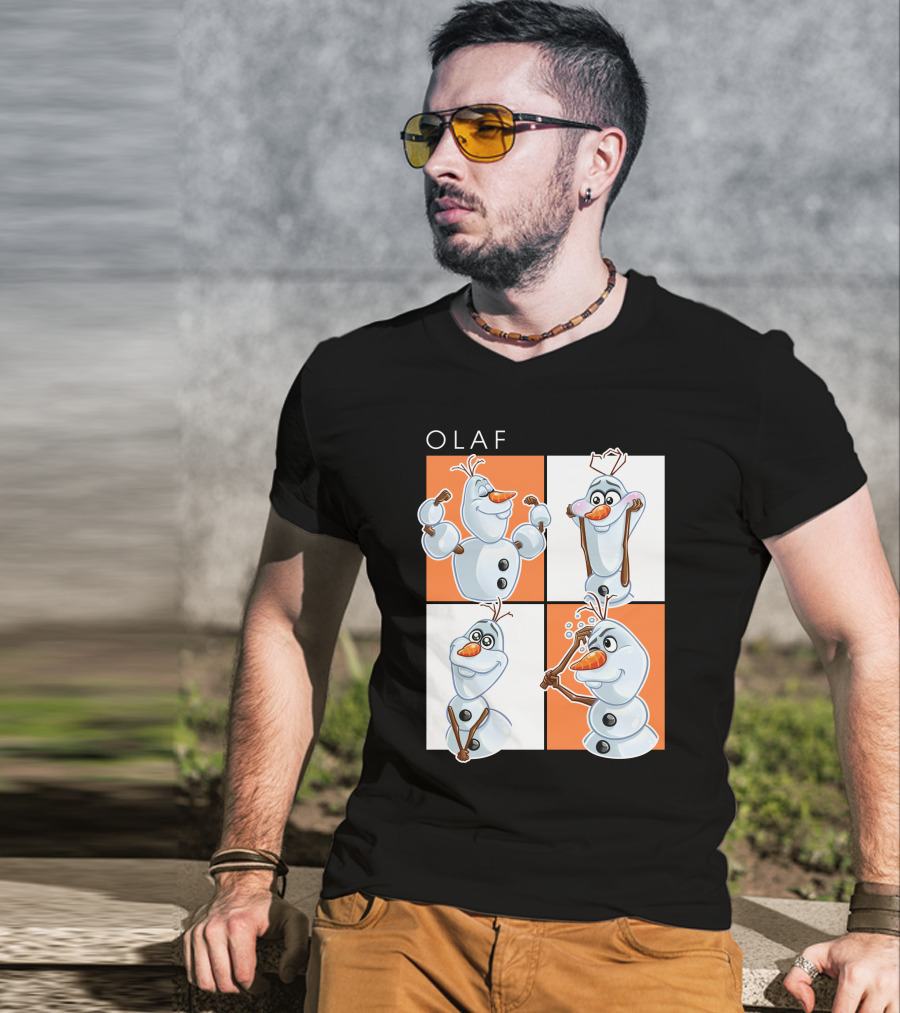 Olaf Snowman Character Expression Panels T-Shirt