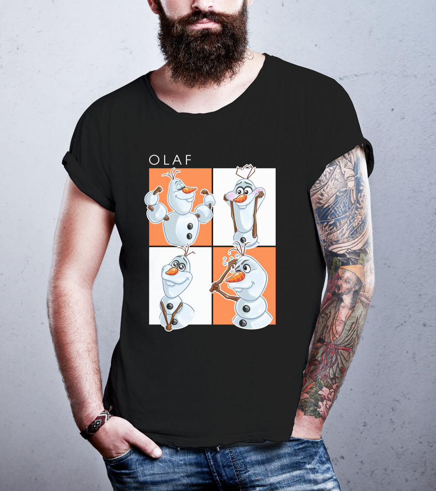 Olaf Snowman Character Expression Panels T-Shirt