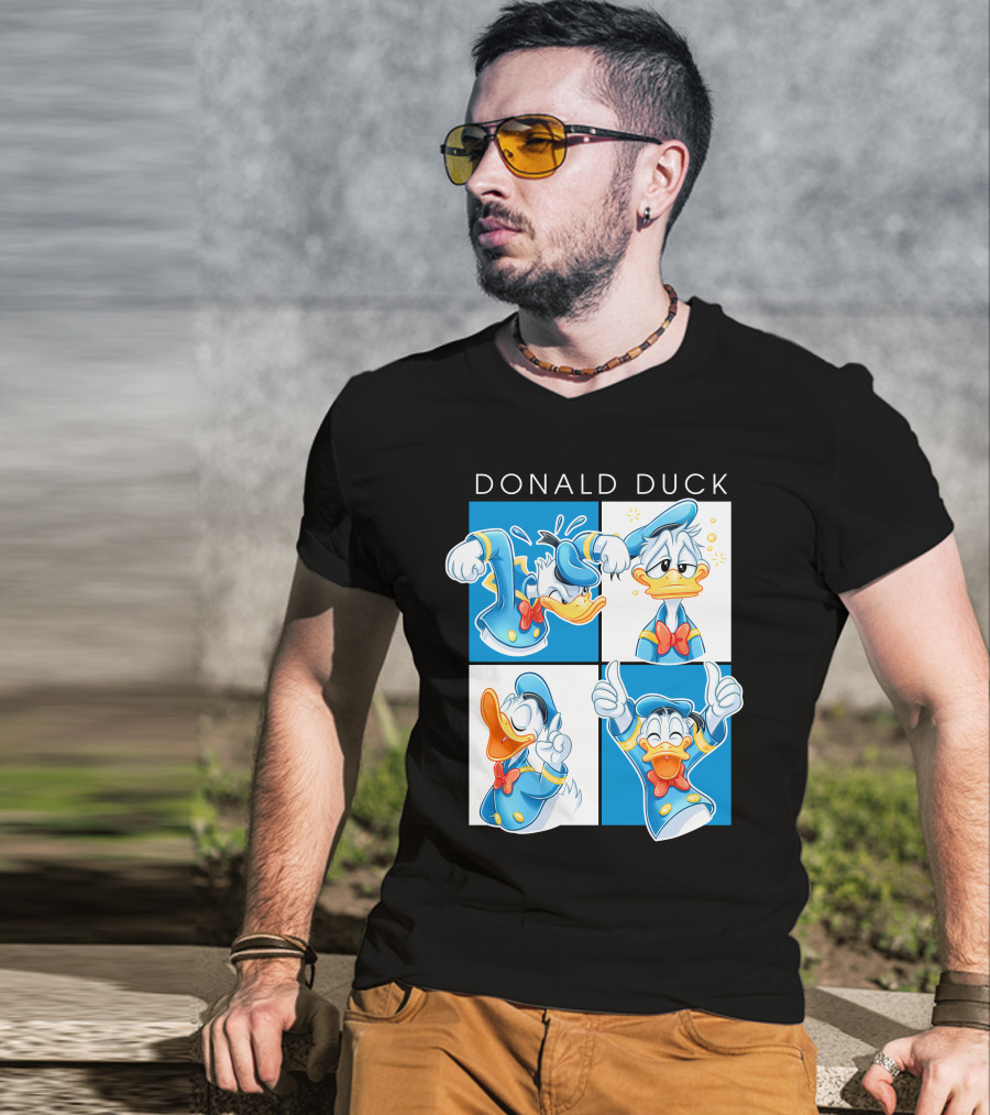 Donald Duck Emotions Blue Sailor Hat Bow Tie T-Shirt