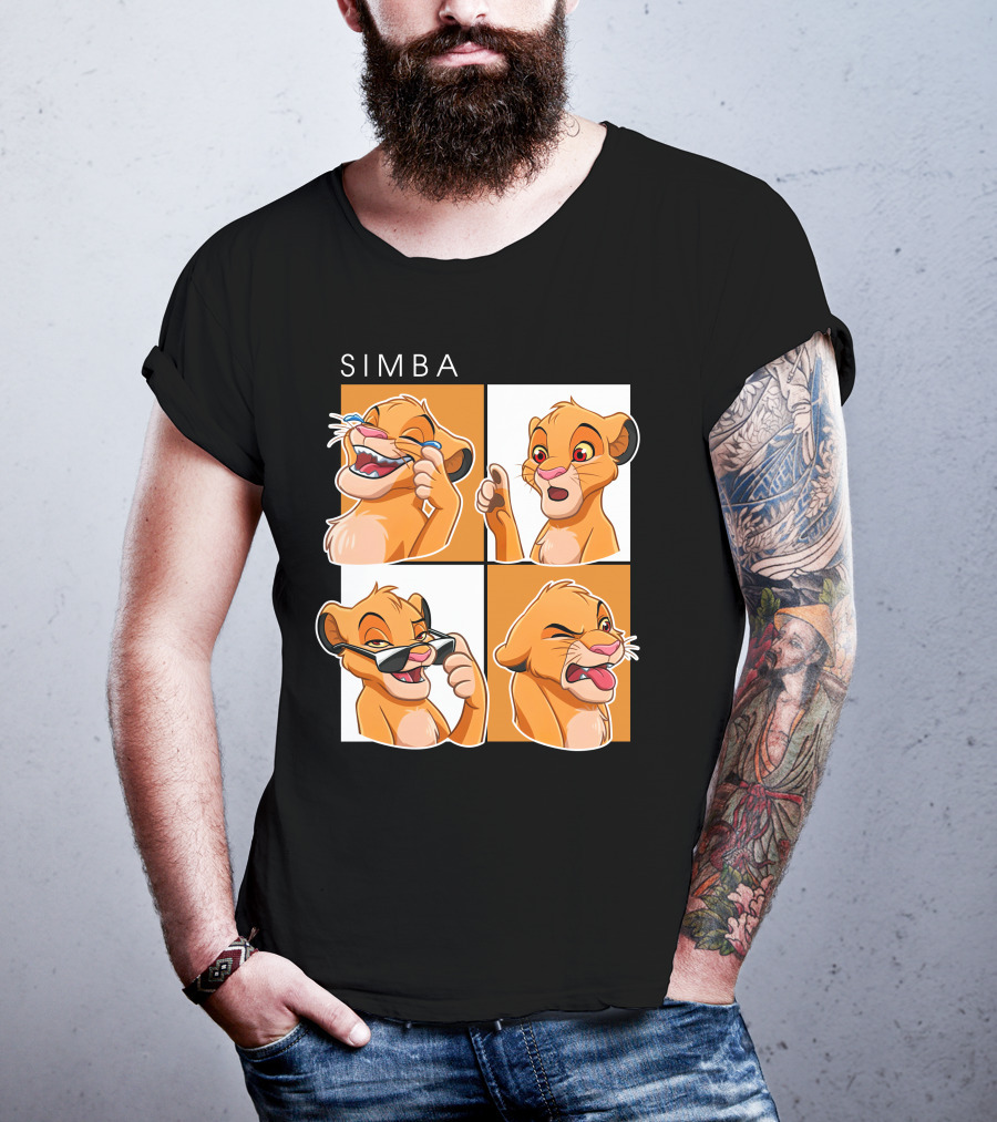 Simba Animated Expressions Four Panel T-Shirt