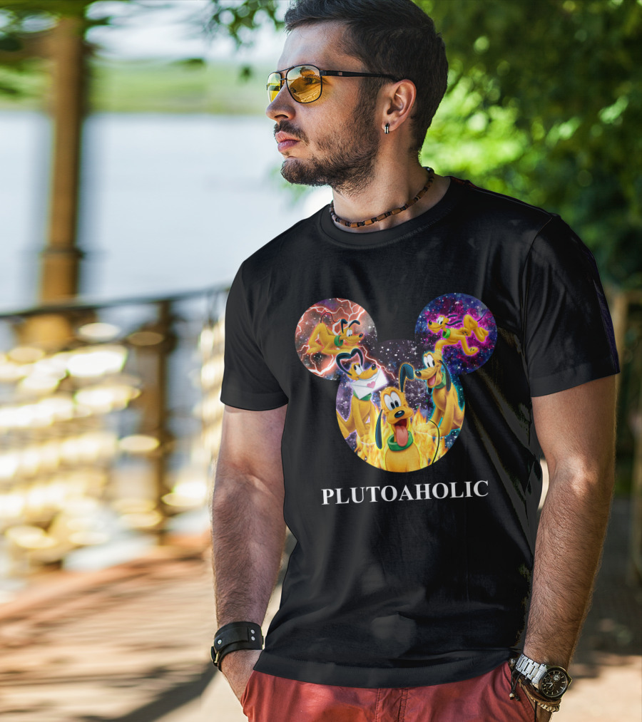 Plutoaholic Pluto Character Cosmic Adventure Mickey Ears T-Shirt