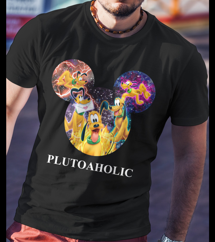 Plutoaholic Pluto Character Cosmic Adventure Mickey Ears T-Shirt