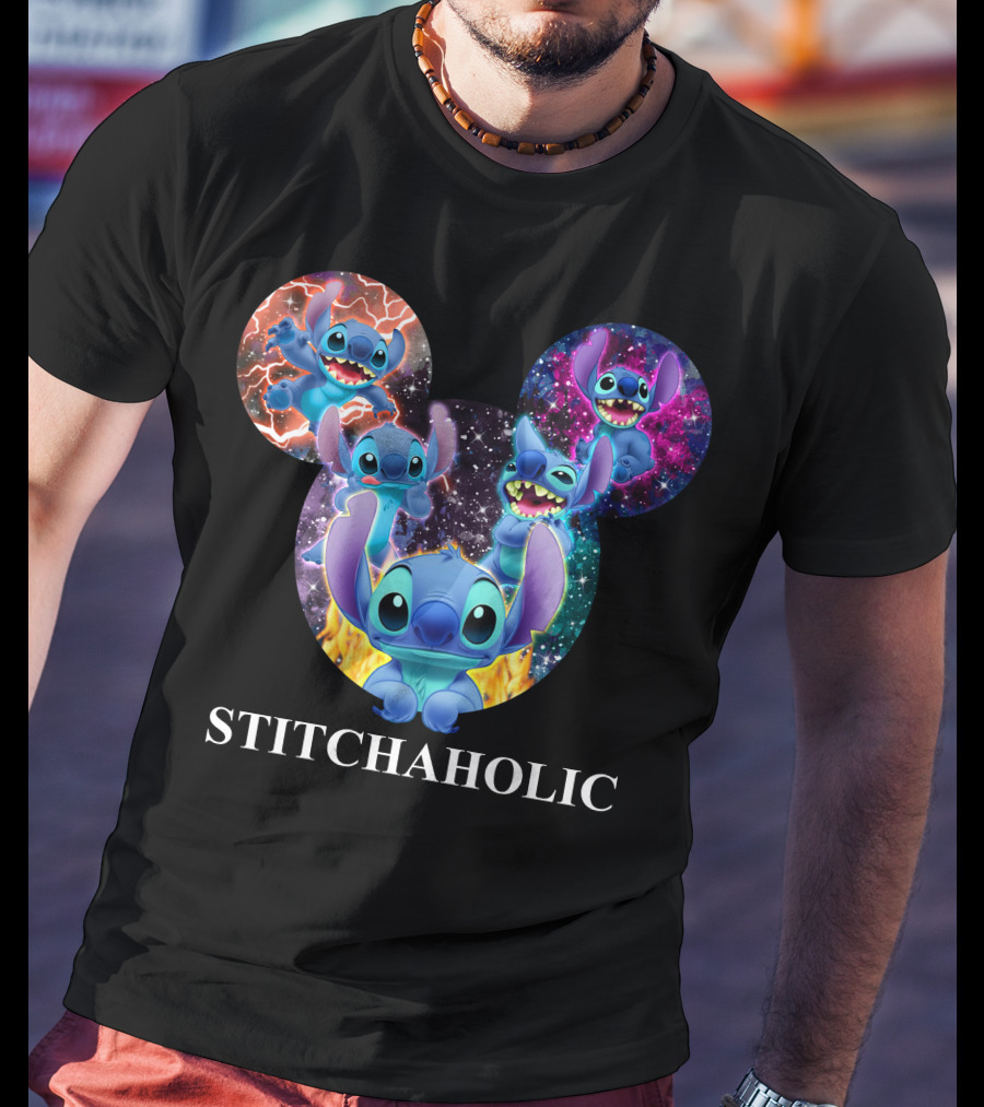 Stitchaholic Disney Stitch Mickey Mouse Head Galaxy T-Shirt