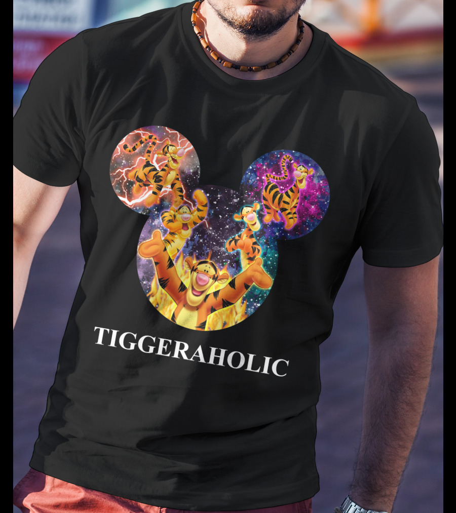 Tiggeraholic Tigger In Disney Mickey Mouse Head Galaxy T-Shirt