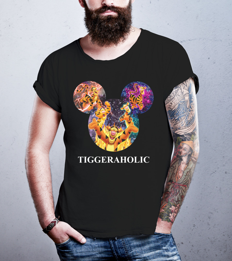 Tiggeraholic Tigger In Disney Mickey Mouse Head Galaxy T-Shirt