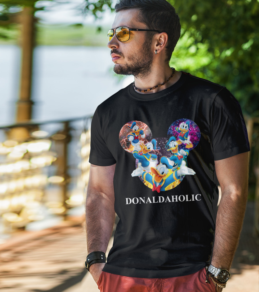 Donaldaholic Mickey Mouse Ears Pattern With Donald Duck Characters T-Shirt