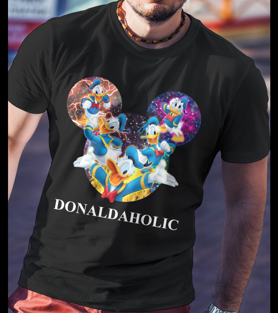 Donaldaholic Mickey Mouse Ears Pattern With Donald Duck Characters T-Shirt