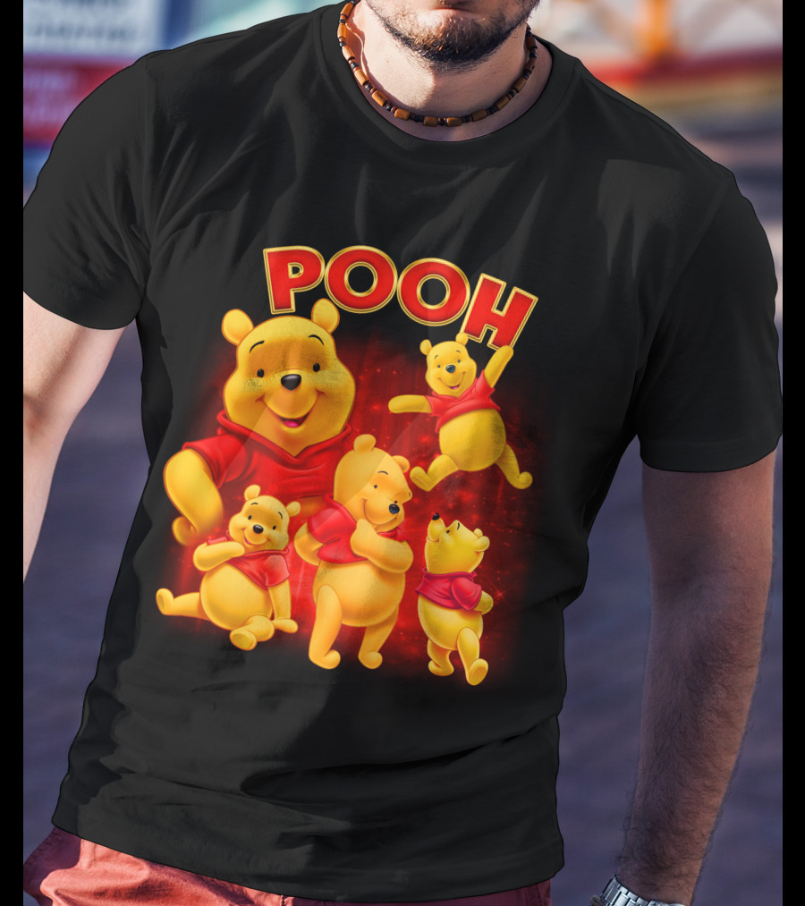 Pooh Winnie The Pooh Multiple Poses Red T-Shirt