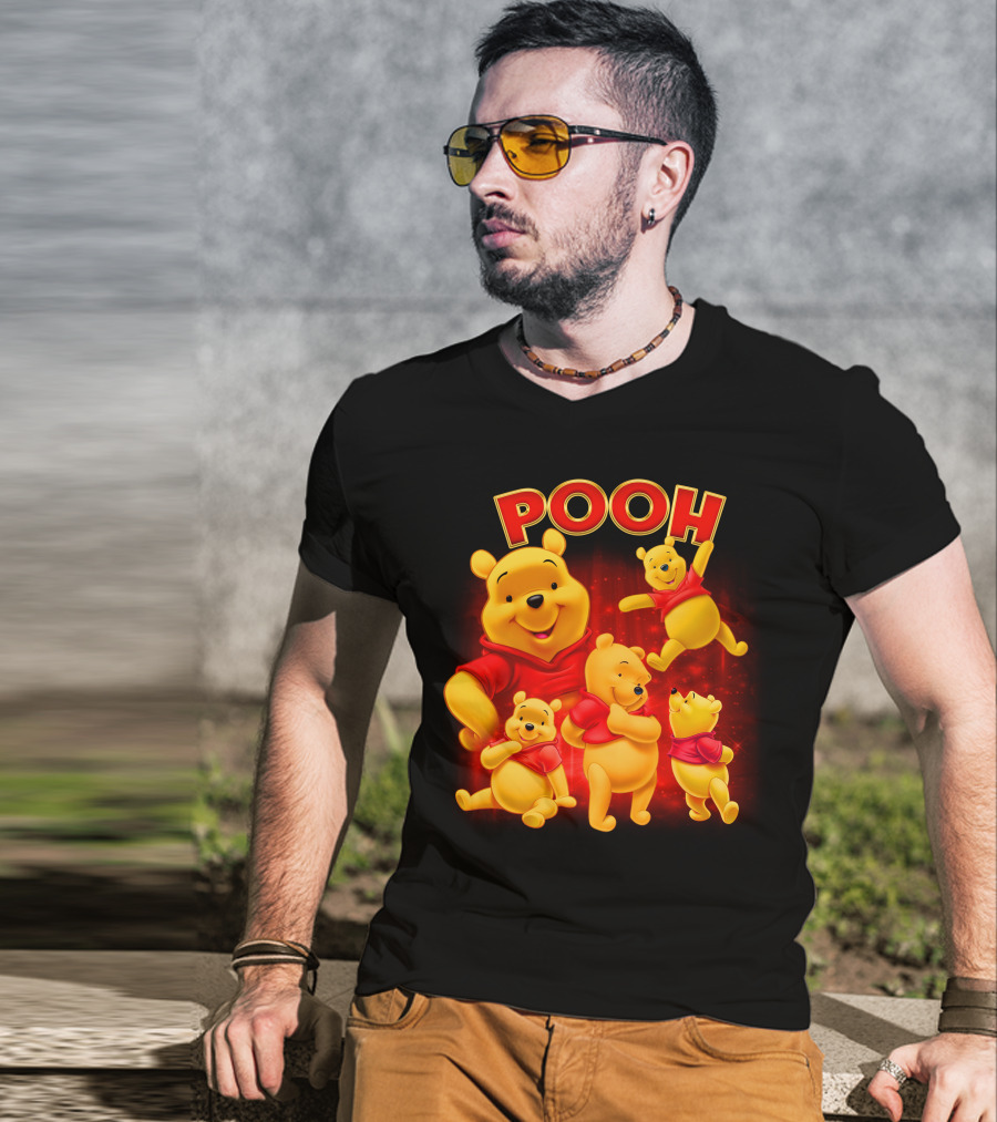 Pooh Winnie The Pooh Multiple Poses Red T-Shirt