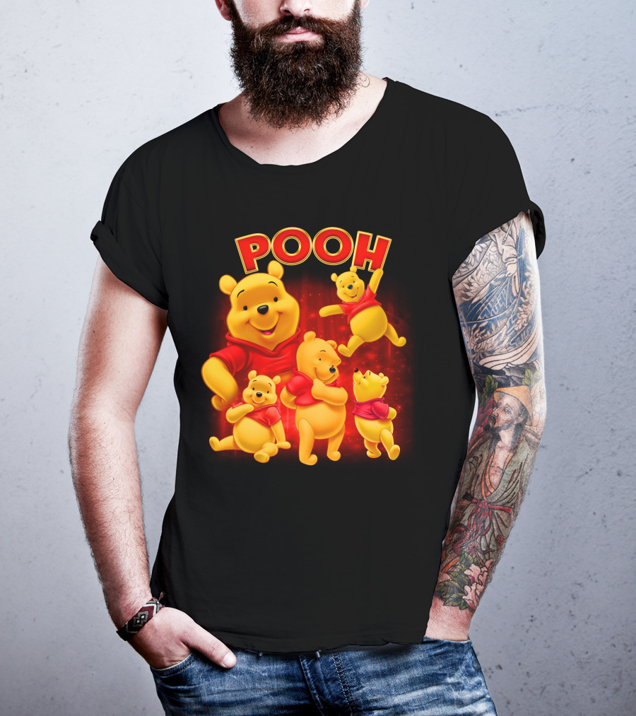 Pooh Winnie The Pooh Multiple Poses Red T-Shirt