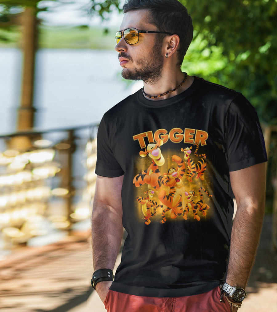 Tigger Character Collage In Vibrant Orange And Yellow T-Shirt