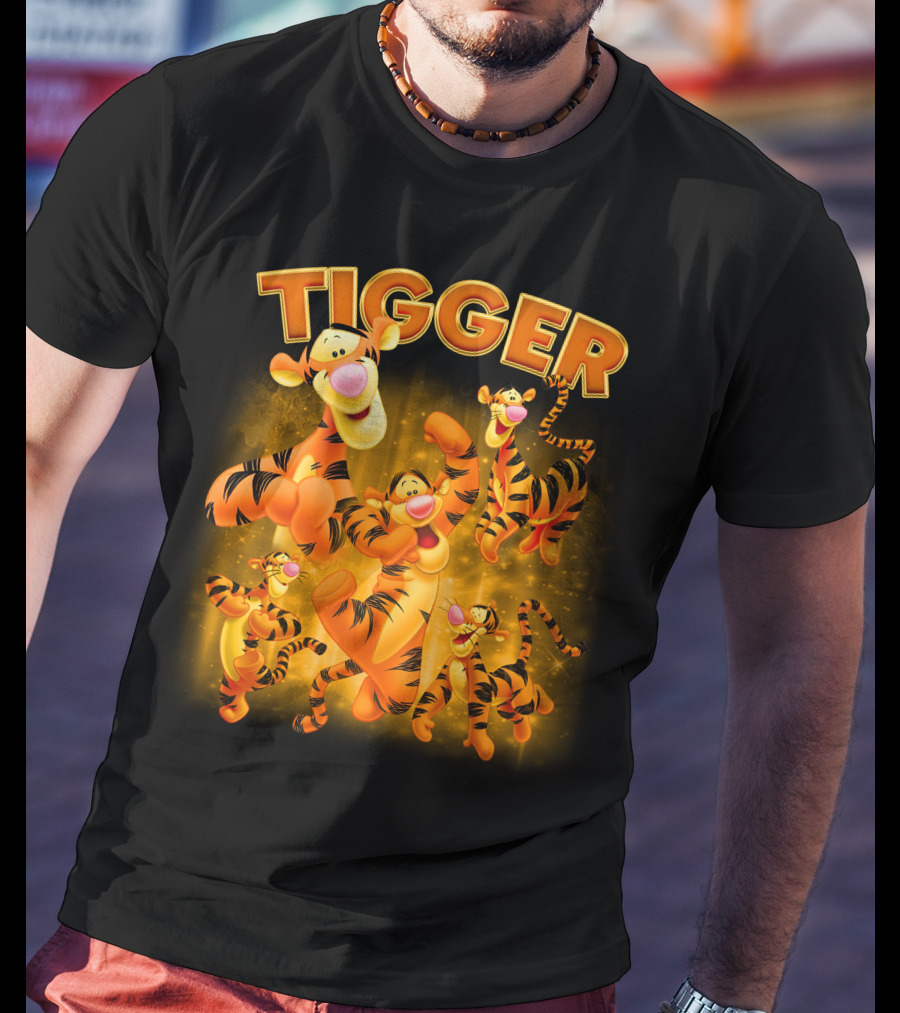 Tigger Character Collage In Vibrant Orange And Yellow T-Shirt
