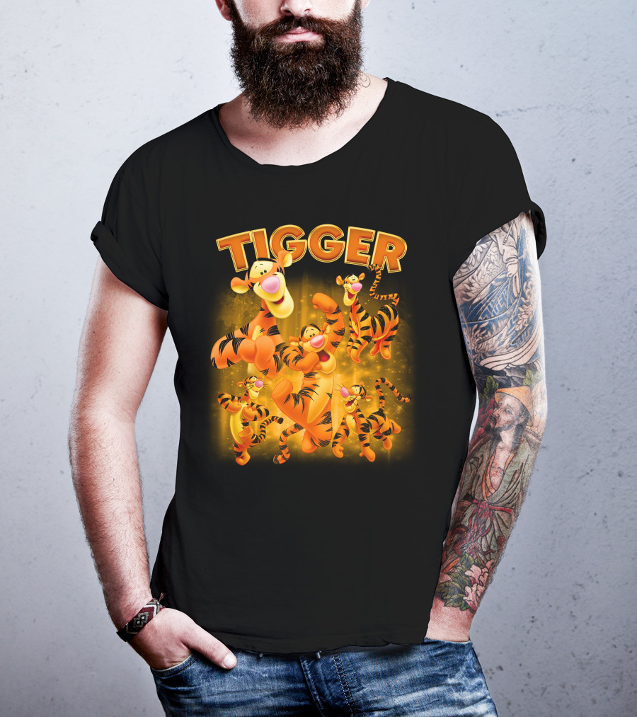 Tigger Character Collage In Vibrant Orange And Yellow T-Shirt