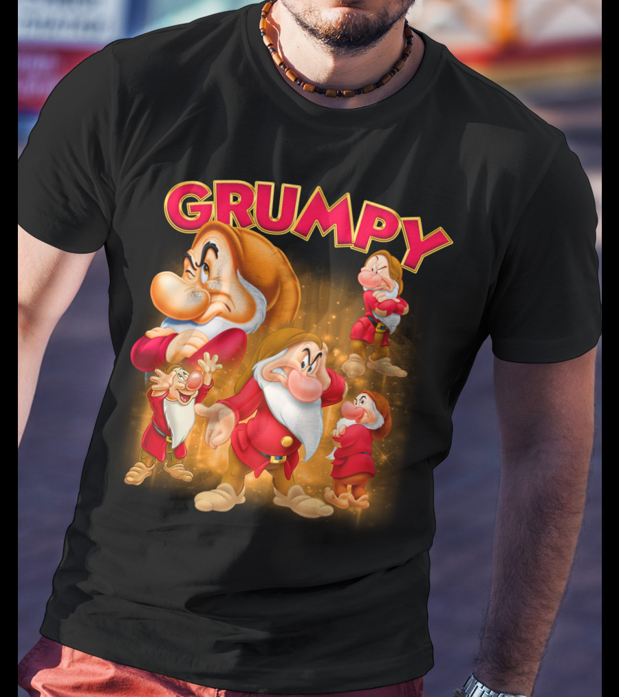 Grumpy The Dwarf Classic Character Expression Montage T-Shirt