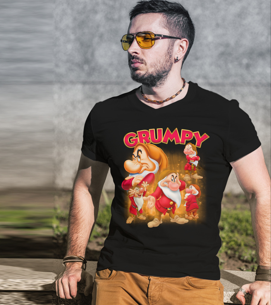 Grumpy The Dwarf Classic Character Expression Montage T-Shirt