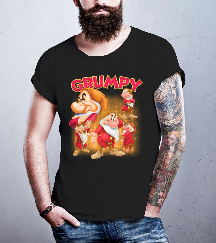 Grumpy The Dwarf Classic Character Expression Montage T-Shirt
