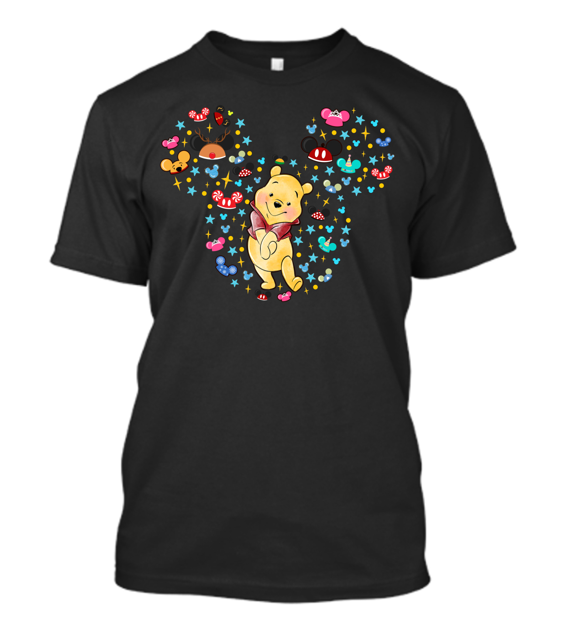 Winnie The Pooh Mickey Ears With Mouse Ears And Candy Elements T-Shirt