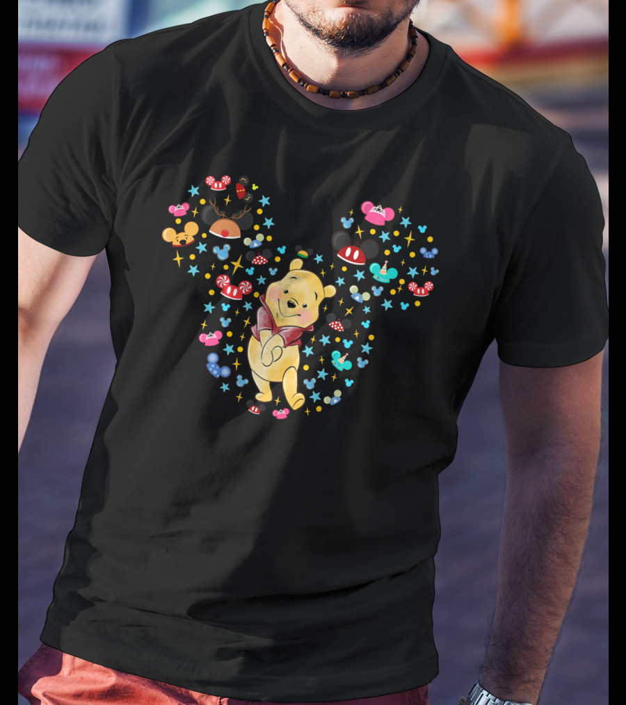 Winnie The Pooh Mickey Ears With Mouse Ears And Candy Elements T-Shirt