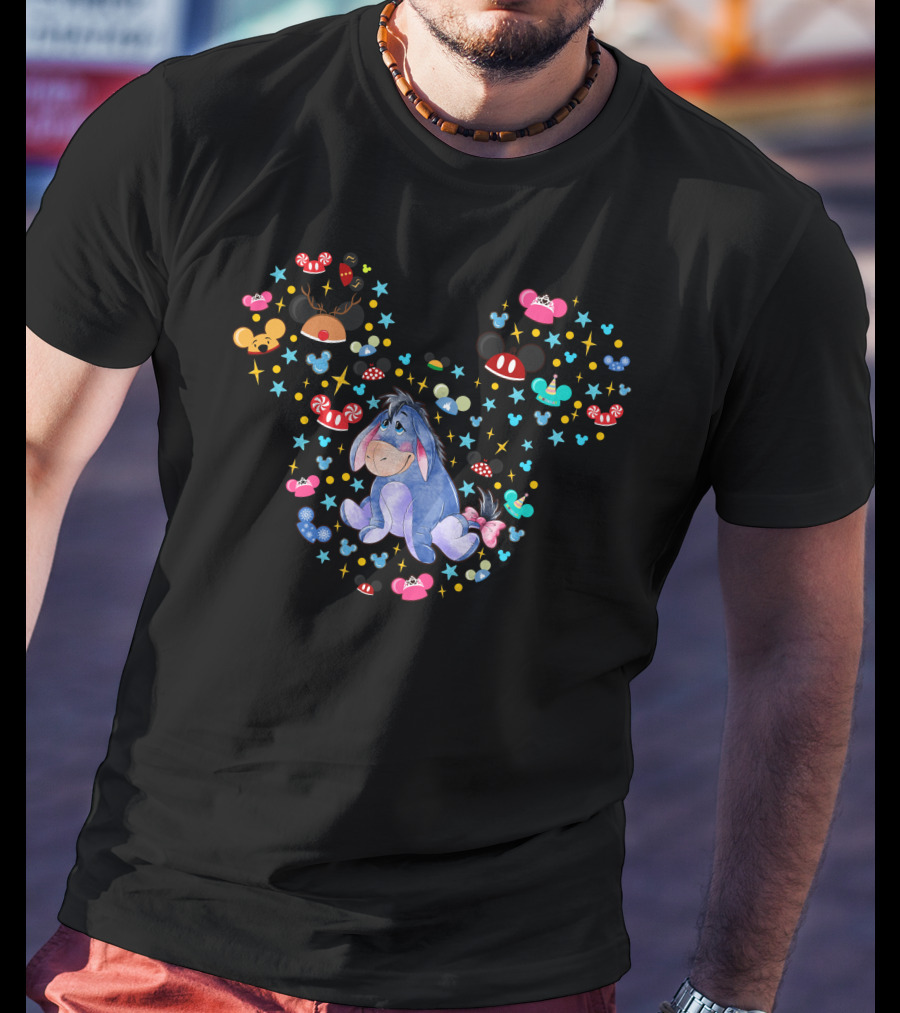 Eeyore Disney Mickey Ears Colorful Icons T-Shirt