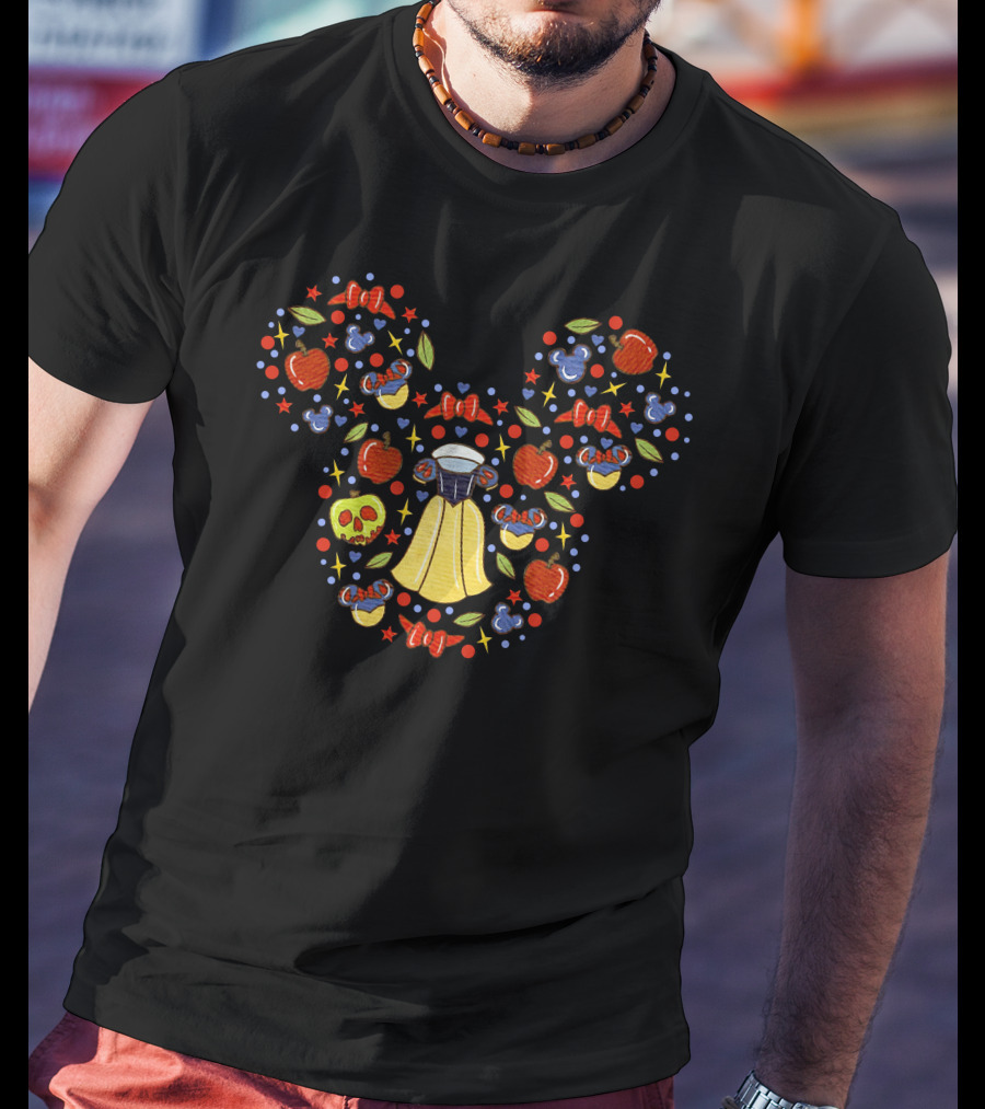 Snow White Mickey Mouse Ears With Apples And Bow Accents T-Shirt