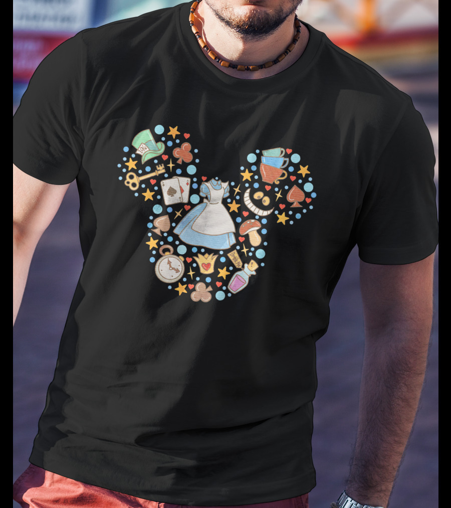 Alice In Wonderland Tea Party Iconic Symbols Disney Elements T-Shirt