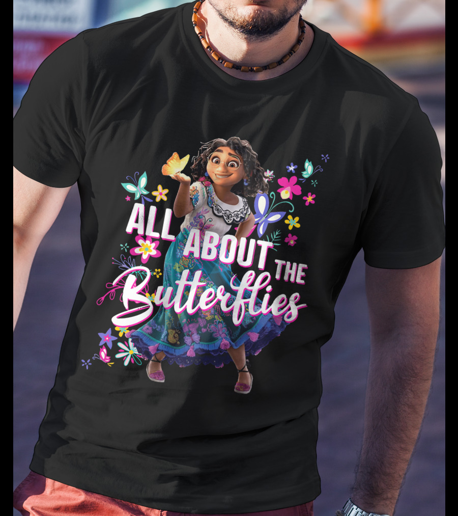 All About The Butterflies Colorful Floral Character T-Shirt