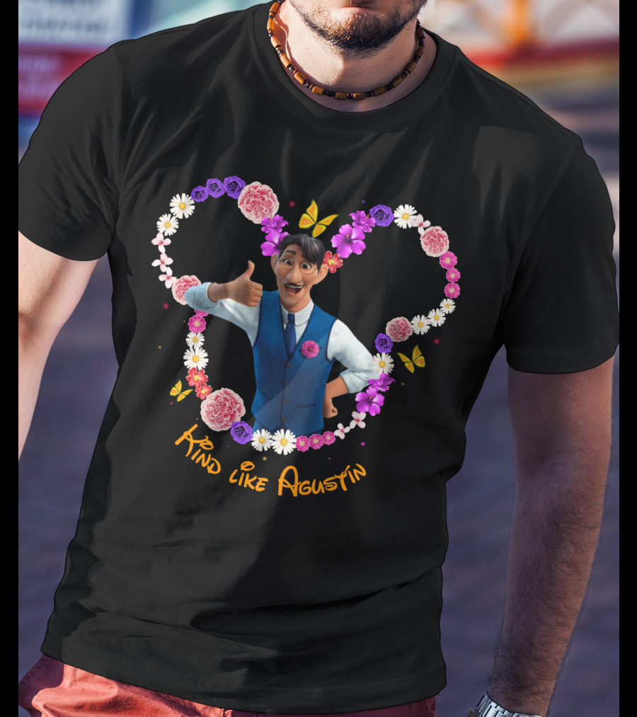 Kind Like Agustín Flowers And Butterflies Heart T-Shirt