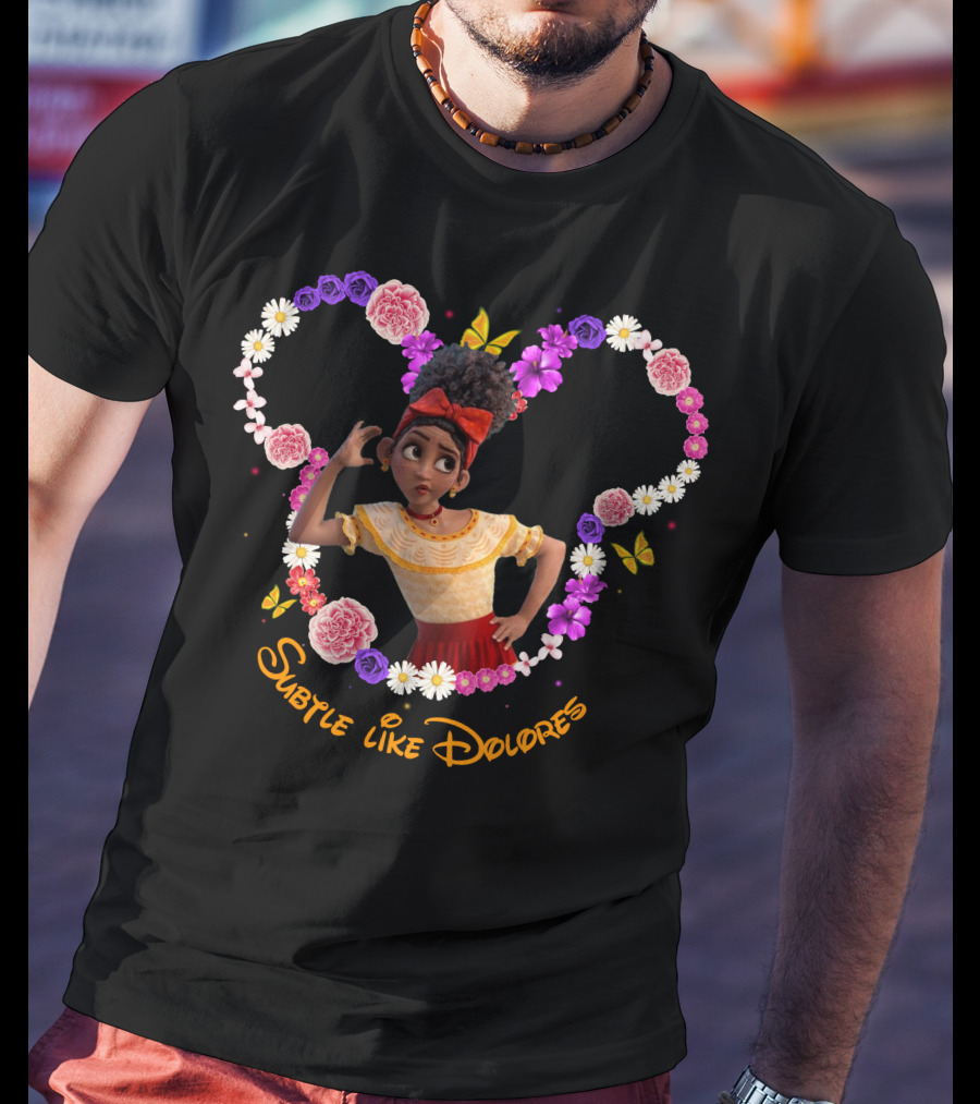 Subtle Like Dolores Floral Heart Frame With Butterflies T-Shirt