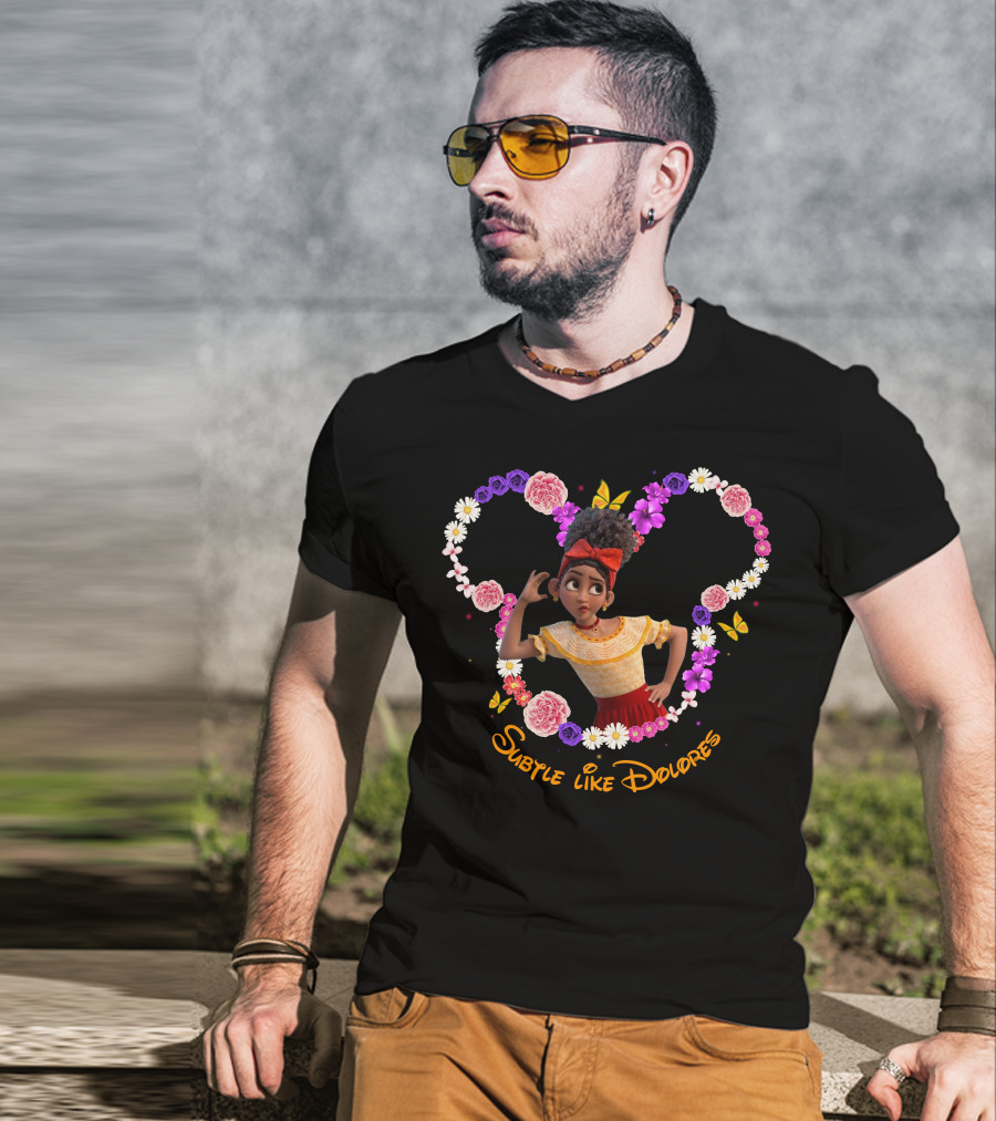 Subtle Like Dolores Floral Heart Frame With Butterflies T-Shirt