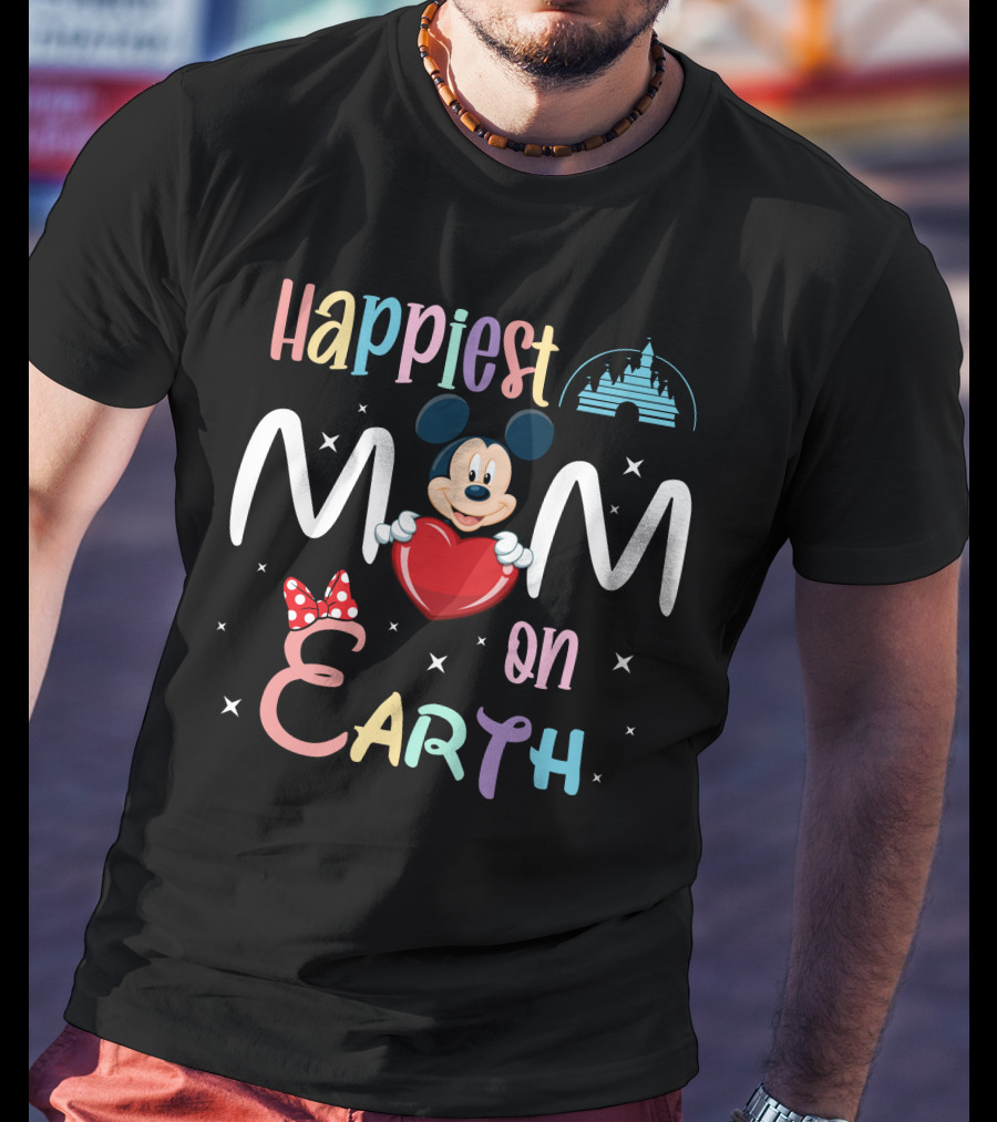 Happiest Mom On Earth Mickey Mouse Heart Disney Castle T-Shirt