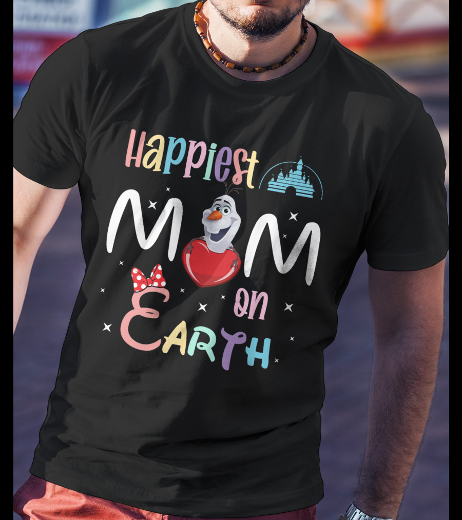 Happiest Mom On Earth Olaf Heart Disney Castle T-Shirt