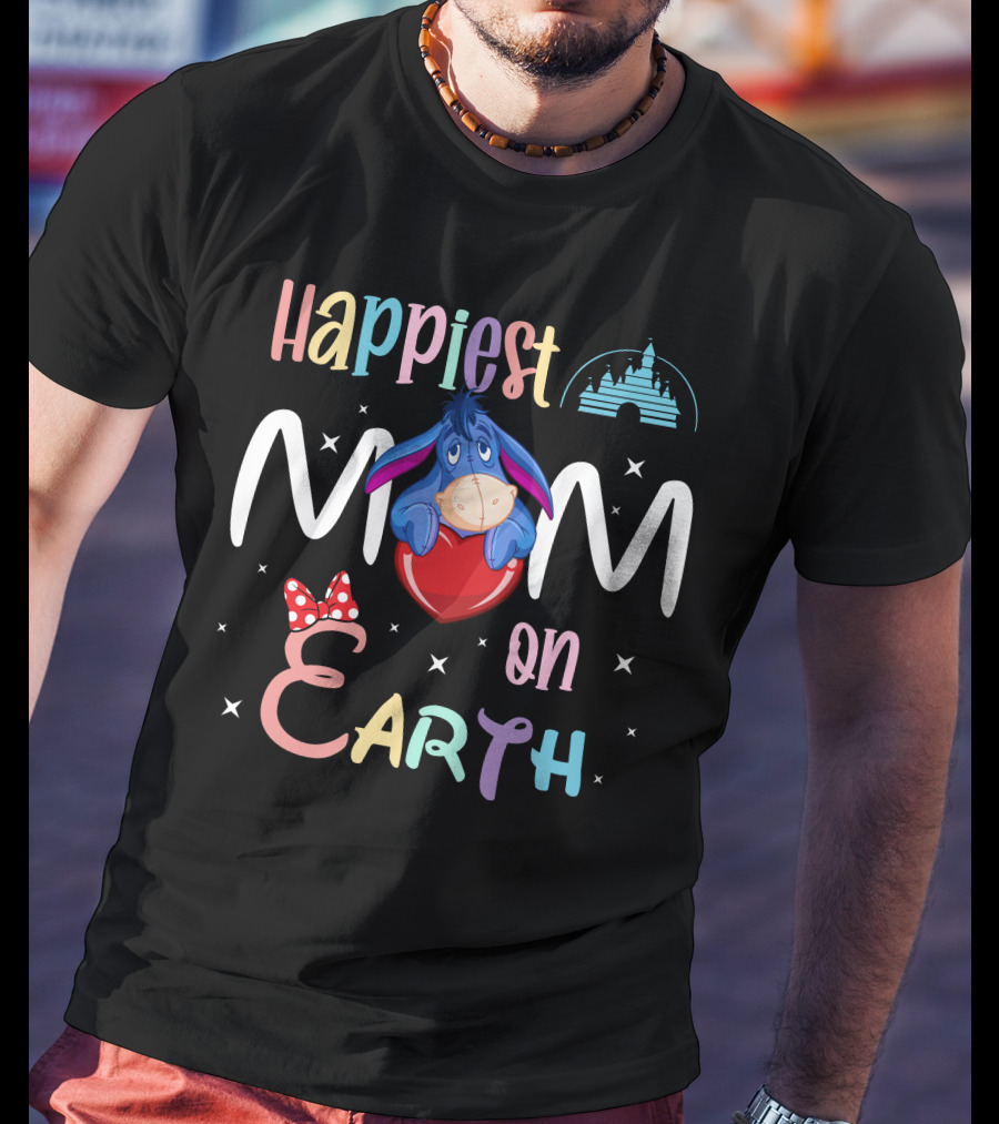 Happiest Mom On Earth Eeyore Disney Castle Minnie Bow T-Shirt