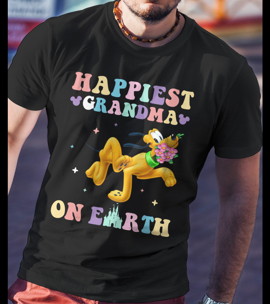 Happiest Grandma On Earth Pluto Disney Castle T-Shirt