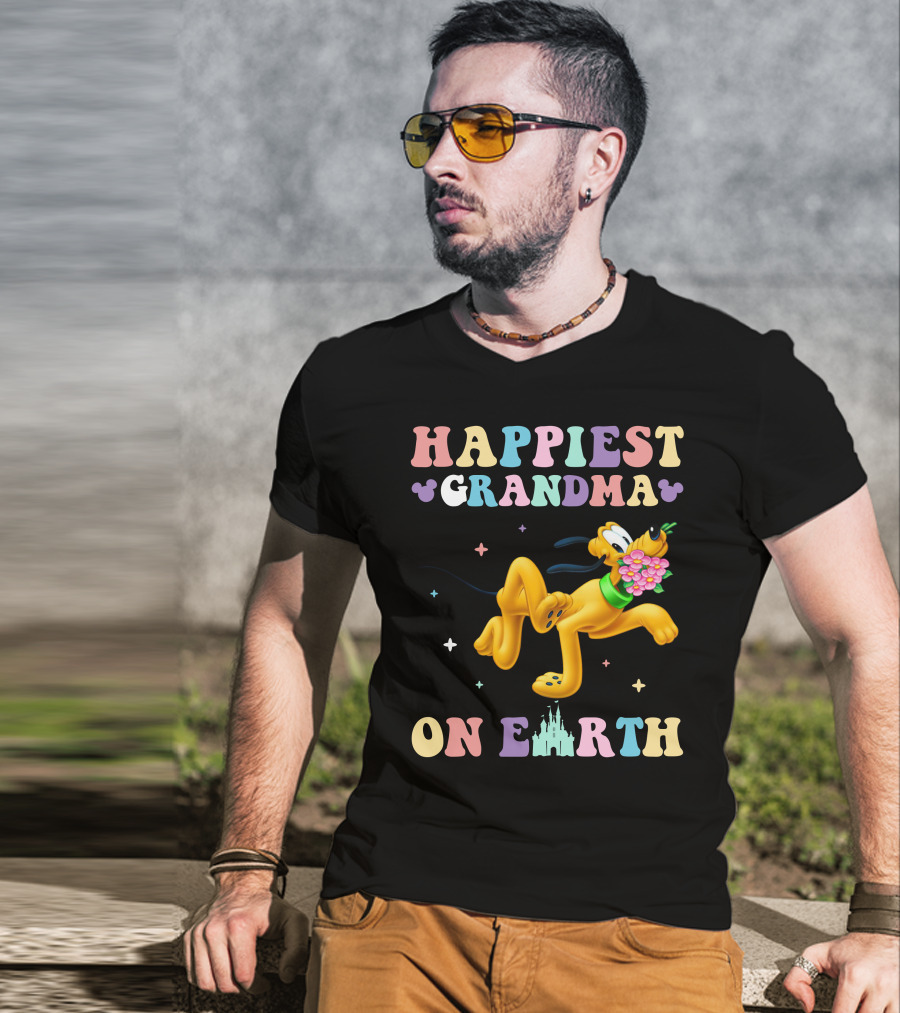 Happiest Grandma On Earth Pluto Disney Castle T-Shirt