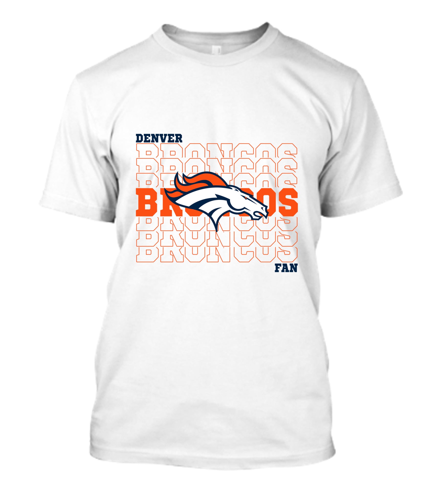 Denver Broncos Fan Bold Logo Overlapping Text T-Shirt