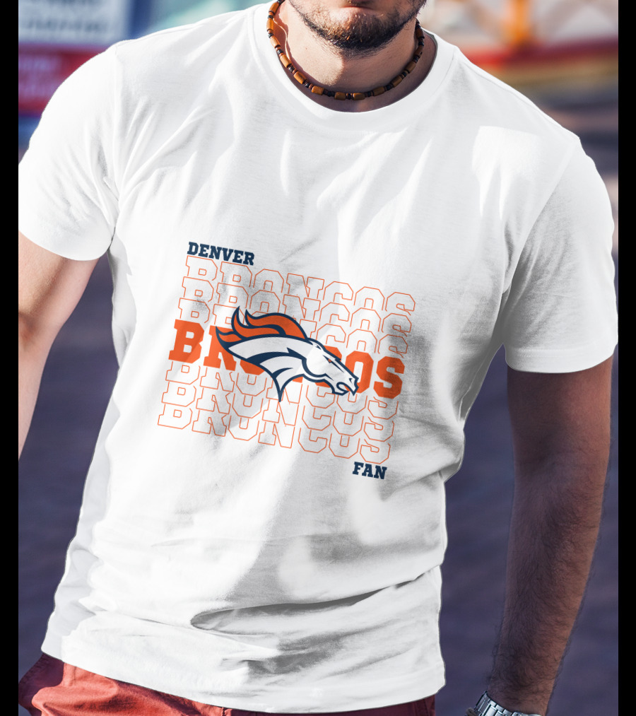 Denver Broncos Fan Bold Logo Overlapping Text T-Shirt
