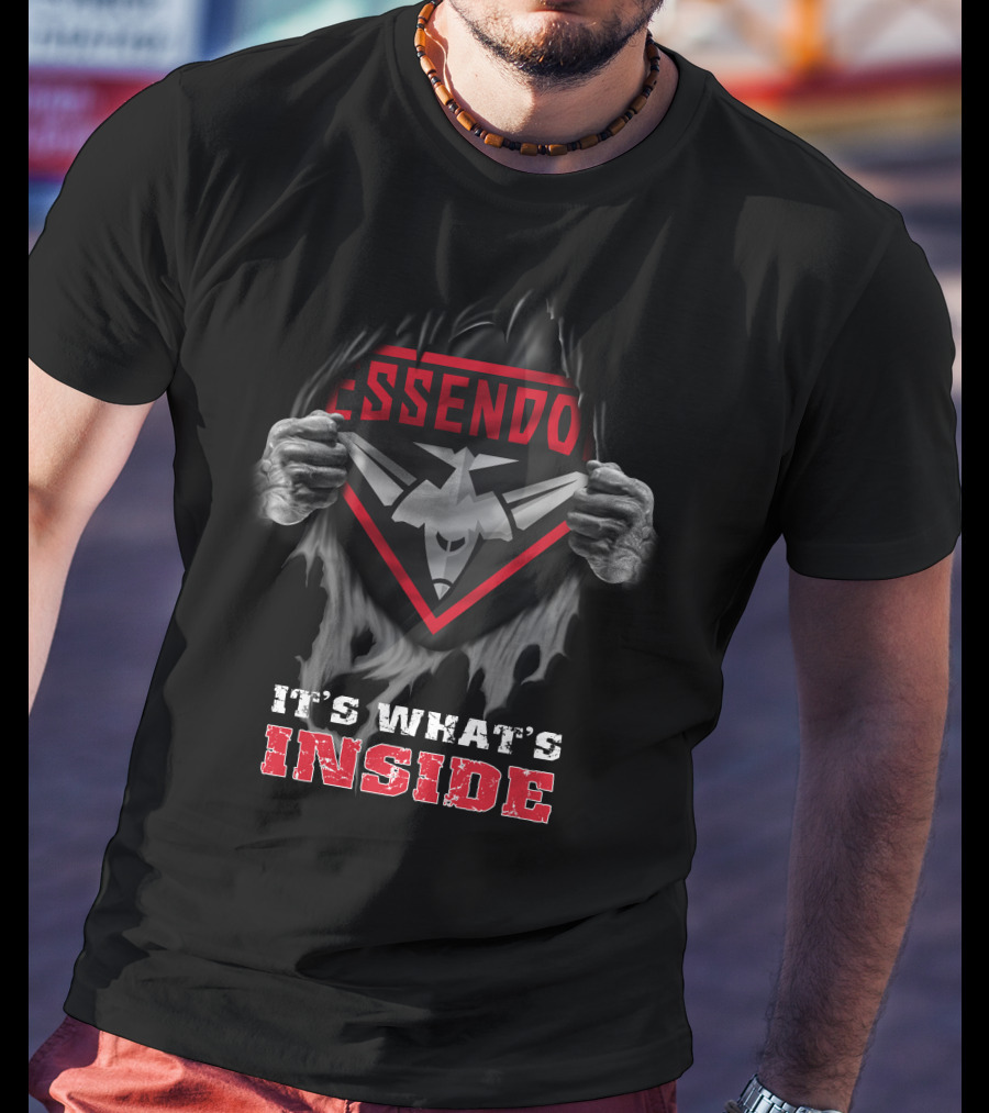 Essendon Bombers It's What's Inside Rugby Logo With Torn Effect T-Shirt