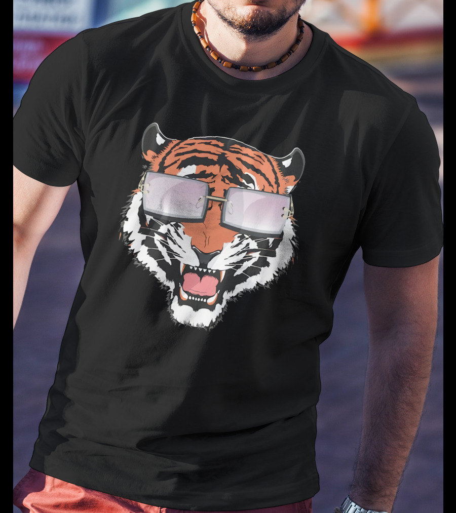 Cincinnati Bengals Tiger Head In Sunglasses T-Shirt