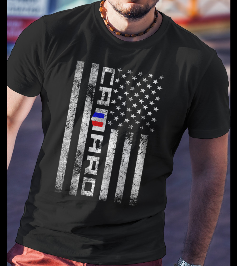 CAMARO American Flag Vertical Stripes Grunge T-Shirt