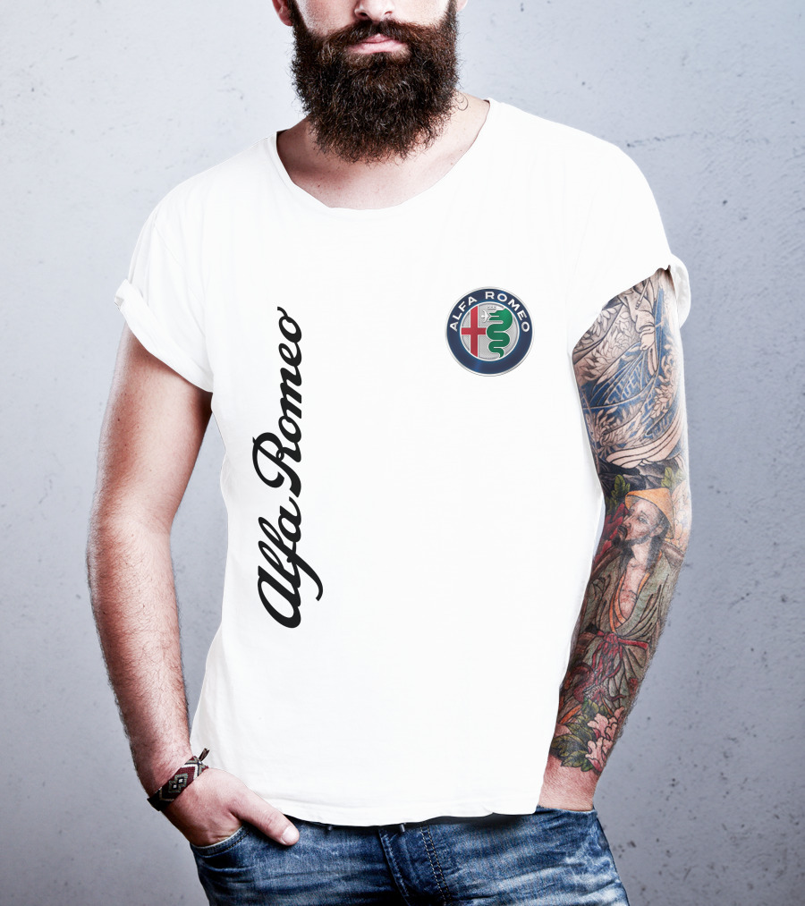 Alfa Romeo Vertical Script With Emblem T-Shirt