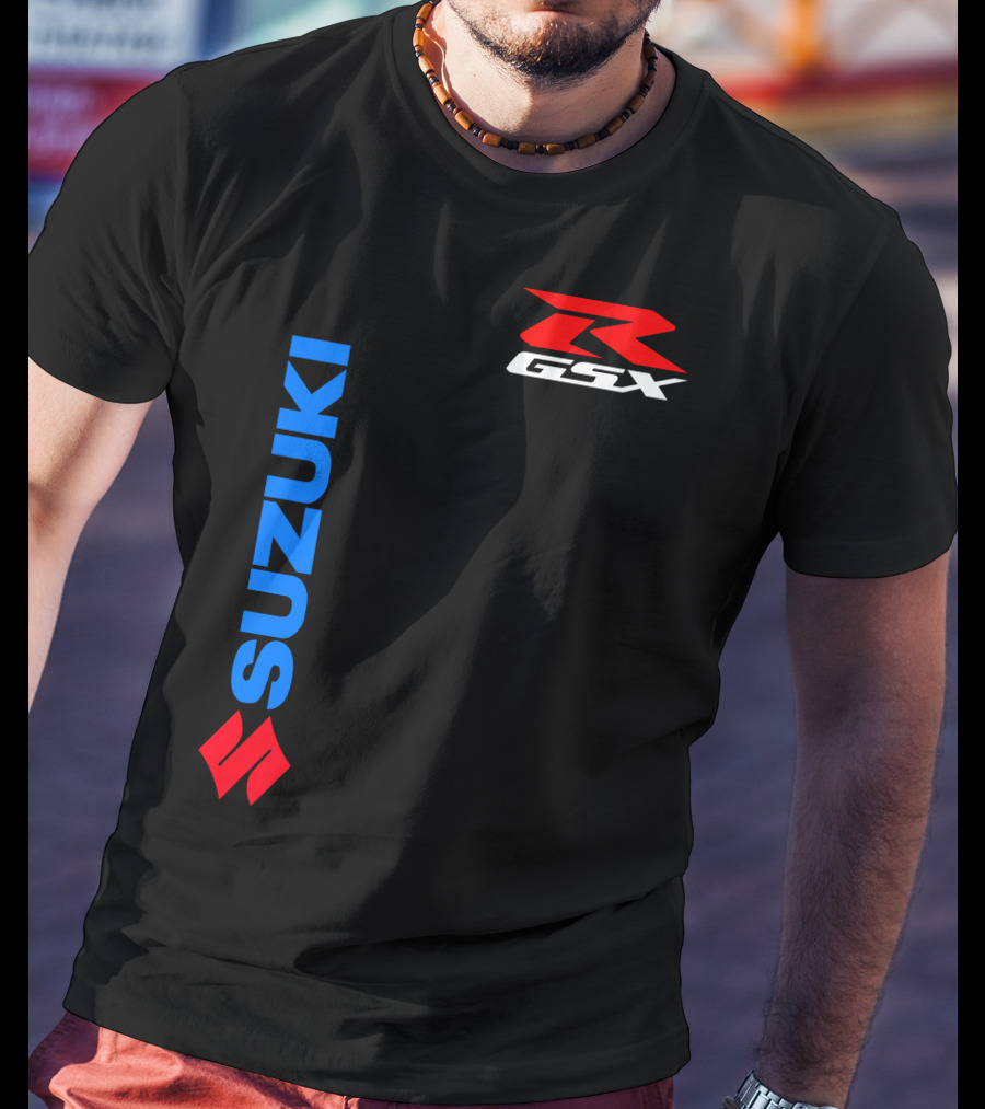 SUZUKI GSX-R Vertical Blue Red Logo Branding T-Shirt