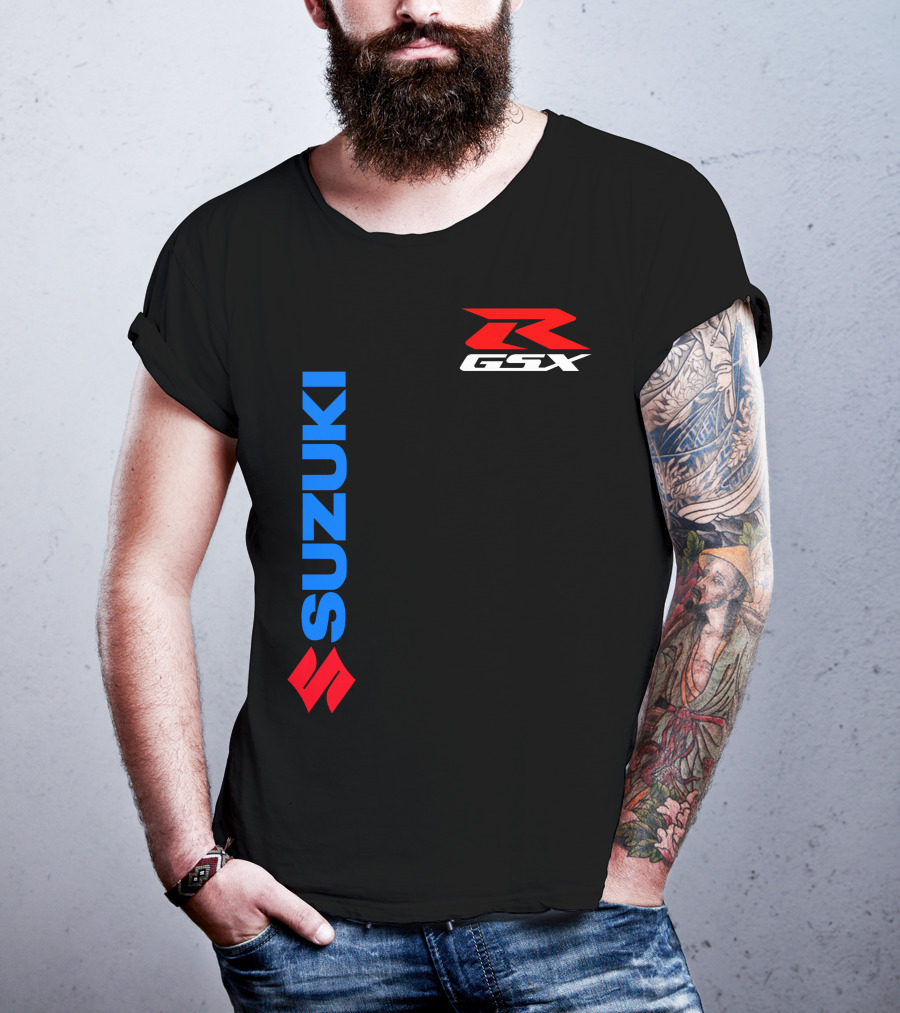 SUZUKI GSX-R Vertical Blue Red Logo Branding T-Shirt