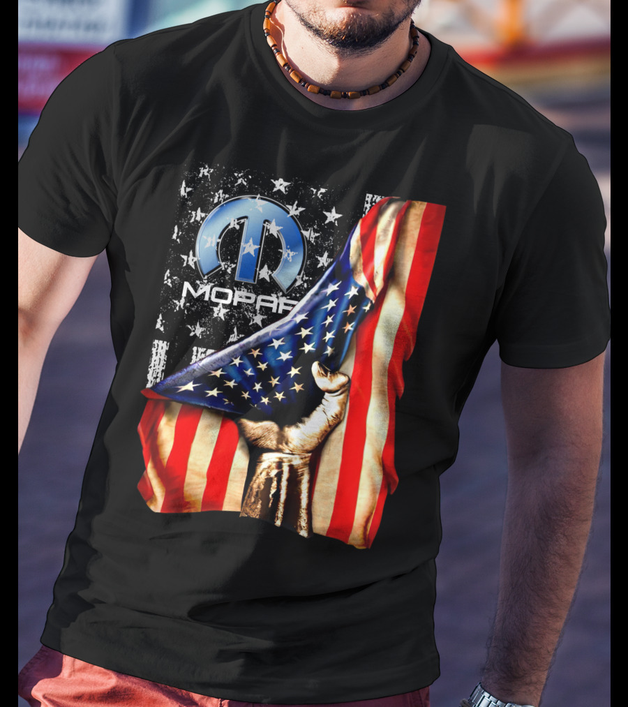 MOPAR American Flag Grunge Style With Fist And Stars T-Shirt