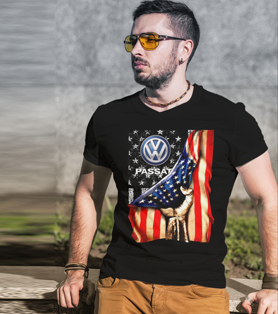 Volkswagen Passat American Flag Stars And Stripes Fist T-Shirt