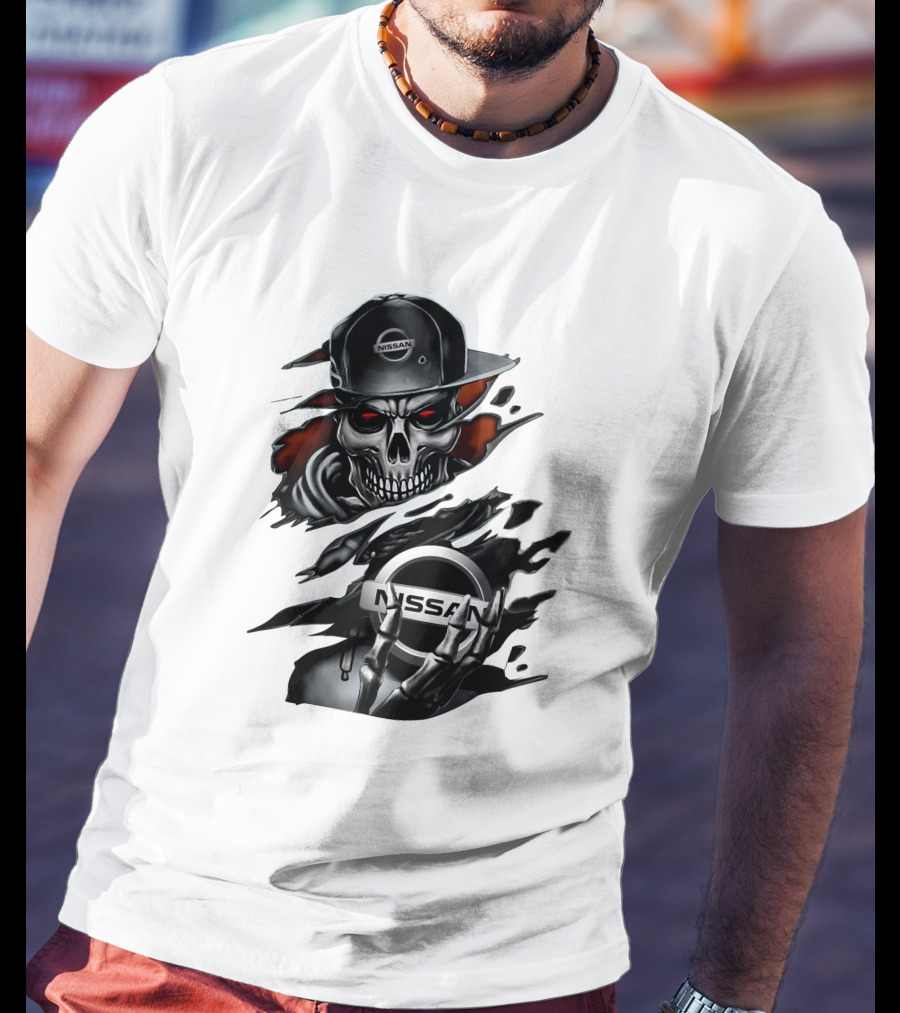 Nissan Navara Skeleton Graphic With Logo And Cap T-Shirt