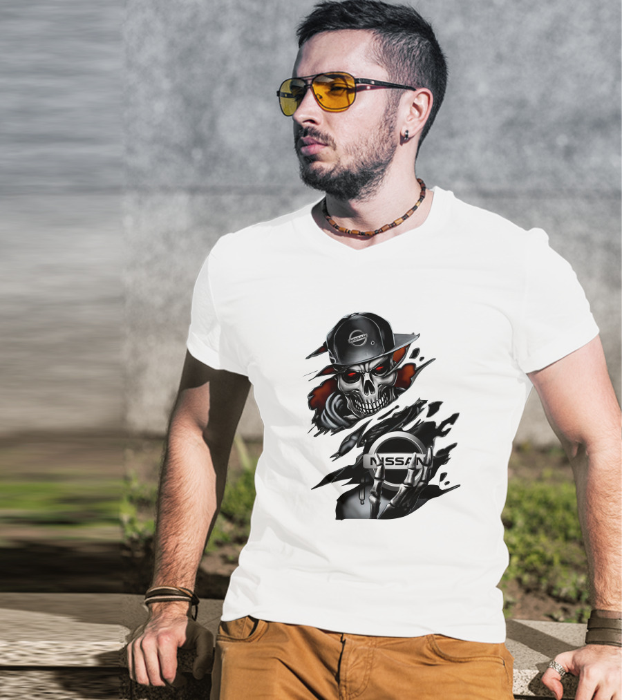Nissan Navara Skeleton Graphic With Logo And Cap T-Shirt